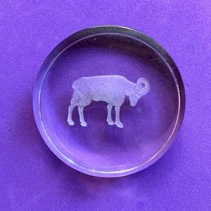 Aries or Ram Crystal Paperweight Signed by Val St. Lambert